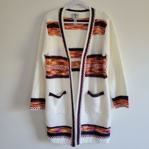 rain + rose Boho Open-Front Knit Sweater Long Cardigan Size L